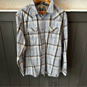 Moonshine Spirit by Brad Paisley Blue Plaid  Flannel Shirt size XL‎